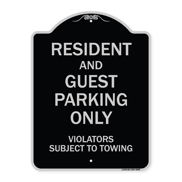 Signmission Designer Series-Resident And Guest Parking Only Violators Subject To Towing, 24" x 18", BS-1824-9898 A-DES-BS-1824-9898 - main